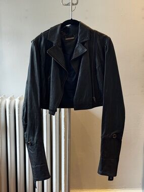 Diane von Fürstenberg Leather Cropped Jacket